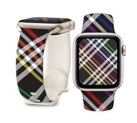 Watch Band Compatible with Apple Watch 38mm 40mm 41mm 42mm 44mm 45mm Soft Silicone Wristbands Replacement Strap with Classic Clasp for iWatch Series SE11 10 9 8 7 6 5 4 3 2 1 （Grid 6）