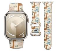 Watch Band Compatible with Apple Watch 38mm 40mm 41mm 42mm Soft Silicone Wristbands Replacement Strap with Classic Clasp for iWatch Series SE 10 9 8 7 6 5 Utral for Women(Lively dinosaur)