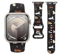 Watch Band Compatible with Apple Watch Band 38mm 40mm 41mm 42mm, Soft Silicone Replacement Strap with Classic Clasp for iWatch Series SE 10 9 8 7 6 5 Utral Women, Cute Puppy, 38mm/40mm/41mm/42mm