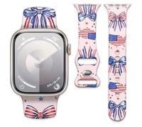 Watch Band Compatible with Apple Watch Band 38mm 40mm 41mm 42mm, Soft Silicone Replacement Strap with Classic Clasp for iWatch Series SE 10 9 8 7 6 5 Utral Women, Flag of the United States, 38mm/40mm