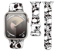 Watch Band Compatible with Apple Watch Band 38mm 40mm 41mm 42mm, Soft Silicone Replacement Strap with Classic Clasp for iWatch Series SE 10 9 8 7 6 5 Utral Women, Horror Skull, 38mm/40mm/41mm/42mm