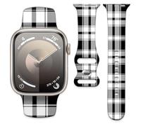 Watch Band Compatible with Apple Watch Band 38mm 40mm 41mm 42mm, Soft Silicone Replacement Strap with Classic Clasp for iWatch Series SE 10 9 8 7 6 5 Utral Women, Black/White, 38mm/40mm/41mm/42mm