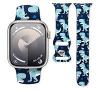 Watch Band Compatible with Apple Watch Band 38mm 40mm 41mm 42mm, Soft Silicone Replacement Strap with Classic Clasp for iWatch Series SE 10 9 8 7 6 5 Utral Women, Cute Dinosaur, 38mm/40mm/41mm/42mm