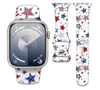 Watch Band Compatible with Apple Watch Band 38mm 40mm 41mm 42mm, Soft Silicone Replacement Strap with Classic Clasp for iWatch Series SE 10 9 8 7 6 5 Utral Women, Flag of the United States, 38mm/40mm