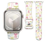 Watch Band Compatible with Apple Watch Band 38mm 40mm 41mm 42mm, Soft Silicone Replacement Strap with Classic Clasp for iWatch Series SE 10 9 8 7 6 5 Utral Women, Pink-Green, 38mm/40mm/41mm/42mm