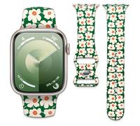 Watch Band Compatible with Apple Watch Band 38mm 40mm 41mm 42mm, Soft Silicone Replacement Strap with Classic Clasp for iWatch Series SE 10 9 8 7 6 5 Utral Women, Flowers, 38mm/40mm/41mm/42mm, Modern