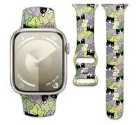 Watch Band Compatible with Apple Watch Band 38mm 40mm 41mm 42mm, Soft Silicone Replacement Strap with Classic Clasp for iWatch Series SE 10 9 8 7 6 5 Utral Women, Cute kitten, 38mm/40mm/41mm/42mm