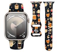 Watch Band Compatible with Apple Watch Band 38mm 40mm 41mm 42mm, Soft Silicone Replacement Strap with Classic Clasp for iWatch Series SE 10 9 8 7 6 5 Utral Women, Coffee cup, 38mm/40mm/41mm/42mm