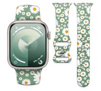 Watch Band Compatible with Apple Watch Band 38mm 40mm 41mm 42mm, Soft Silicone Replacement Strap with Classic Clasp for iWatch Series SE 10 9 8 7 6 5 Utral Women, Daisy, 38mm/40mm/41mm/42mm, Modern