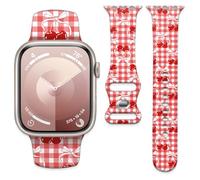 Watch Band Compatible with Apple Watch Band 38mm 40mm 41mm 42mm, Soft Silicone Replacement Strap with Classic Clasp for iWatch Series SE 10 9 8 7 6 5 Utral Women, Cherry, 38mm/40mm/41mm/42mm, Modern