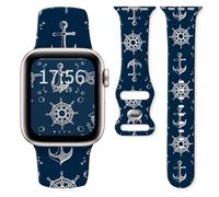 Watch Band Compatible with Apple Watch Series 10 9 8 7 6 5 4 3 Ultra SE for Women Men, Replaceable Silicone Smartwatch Straps for iWatch 38mm 40mm 41mm 42mm (Cute Anchor and rudder)