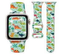 Watch Band Compatible with Apple Watch Series 10 9 8 7 6 5 4 3 Ultra SE for Women Men, Replaceable Silicone Smartwatch Straps for iWatch 38mm 40mm 41mm 42mm (funny dinosaurs)