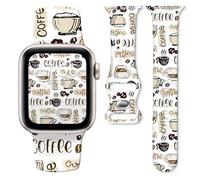 Watch Band Compatible with Apple Watch Series 10 9 8 7 6 5 4 3 Ultra SE for Women Men, Replaceable Silicone Smartwatch Straps for iWatch 38mm 40mm 41mm 42mm (doodle coffee)