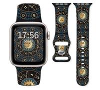 Watch Band Compatible with Apple Watch Series 10 9 8 7 6 5 4 3 Ultra SE for Women Men, Replaceable Silicone Smartwatch Straps for iWatch 38mm 40mm 41mm 42mm (sun moon)