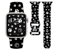 Watch Band Compatible with Apple Watch Series 10 9 8 7 6 5 4 3 Ultra SE for Women Men, Replaceable Silicone Smartwatch Straps for iWatch 38mm 40mm 41mm 42mm (Black Dog paw)