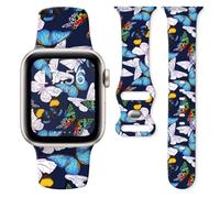 Watch Band Compatible with Apple Watch Series 10 9 8 7 6 5 4 3 Ultra SE for Women Men, Replaceable Silicone Smartwatch Straps for iWatch 38mm 40mm 41mm 42mm (Cute Butterfly)