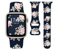 Watch Band Compatible with Apple Watch Series 10 9 8 7 6 5 4 3 Ultra SE for Women Men, Replaceable Silicone Smartwatch Straps for iWatch 38mm 40mm 41mm 42mm (Cute Rose)