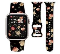 Watch Band Compatible with Apple Watch Series 10 9 8 7 6 5 4 3 Ultra SE for Women Men, Replaceable Silicone Smartwatch Straps for iWatch 38mm 40mm 41mm 42mm (Cute Rose Flower)
