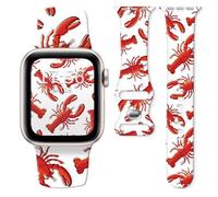 Watch Band Compatible with Apple Watch Series 10 9 8 7 6 5 4 3 Ultra SE for Women Men, Replaceable Silicone Smartwatch Straps for iWatch 38mm 40mm 41mm 42mm (Cute crayfish)