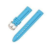 Watch Band Fluted Silicone Strap Replacement Sky Blue Sport Diving Rubber Wristband 22mm