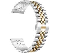 Watch Band Metal Stainless Steel Silver With Gold Dual Tone Solid Strap 22mm Jubilee Quick Release Premium Polished Brushed Flexible Metal Watch Bracelet Strap Men Replacement Band