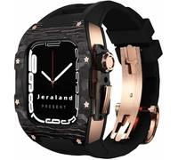 Watch Band Mod Kit,For 8 7 45mm Carbon Fiber Case Cover And Fluororubber Watch Strap,Replacment Watch Band And Case,For iwatch 6 5 4 SE 44mm
