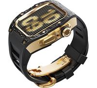 Watch Band Mod Kit,For Series 8 7 45mm Fluorine Rubber Strap With Carbon Fiber Titanium Case,Modified Metal Bezel and Fluororubber Strap,For Iwatch 6/5/4/SE