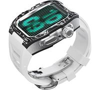 Watch Band Mod Kit,For Series 8 7 45mm Fluorine Rubber Strap With Carbon Fiber Titanium Case,Modified Metal Bezel and Fluororubber Strap,For Iwatch 6/5/4/SE