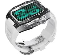 Watch Band Mod Kit,For Series 8 7 45mm Fluorine Rubber Strap With Carbon Fiber Titanium Case,Modified Metal Bezel and Fluororubber Strap,For Iwatch 6/5/4/SE