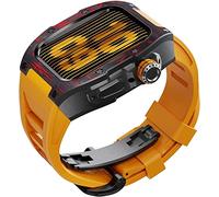 Watch Band Mod Kit,For Series 8 7 45mm Fluorine Rubber Strap With Carbon Fiber Titanium Case,Modified Metal Bezel and Fluororubber Strap,For Iwatch 6/5/4/SE
