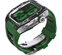 Watch Band Mod Kit,For Series 8 7 45mm Fluorine Rubber Strap With Carbon Fiber Titanium Case,Modified Metal Bezel and Fluororubber Strap,For Iwatch 6/5/4/SE