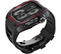 Watch Band Mod Kit,For Series 8 7 45mm Fluorine Rubber Strap With Carbon Fiber Titanium Case,Modified Metal Bezel and Fluororubber Strap,For Iwatch 6/5/4/SE
