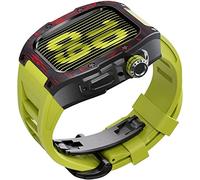 Watch Band Mod Kit,For Series 8 7 45mm Fluorine Rubber Strap With Carbon Fiber Titanium Case,Modified Metal Bezel and Fluororubber Strap,For Iwatch 6/5/4/SE