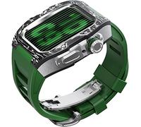 Watch Band Mod Kit,For Series 8 7 45mm Fluorine Rubber Strap With Carbon Fiber Titanium Case,Modified Metal Bezel and Fluororubber Strap,For Iwatch 6/5/4/SE