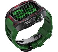 Watch Band Mod Kit,For Series 8 7 45mm Fluorine Rubber Strap With Carbon Fiber Titanium Case,Modified Metal Bezel and Fluororubber Strap,For Iwatch 6/5/4/SE