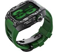 Watch Band Mod Kit,For Series 8 7 45mm Fluorine Rubber Strap With Carbon Fiber Titanium Case,Modified Metal Bezel and Fluororubber Strap,For Iwatch 6/5/4/SE