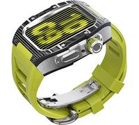 Watch Band Mod Kit,For Series 8 7 45mm Fluorine Rubber Strap With Carbon Fiber Titanium Case,Modified Metal Bezel and Fluororubber Strap,For Iwatch 6/5/4/SE