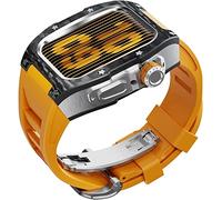 Watch Band Mod Kit,For Series 8 7 45mm Fluorine Rubber Strap With Carbon Fiber Titanium Case,Modified Metal Bezel and Fluororubber Strap,For Iwatch 6/5/4/SE