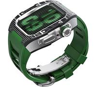 Watch Band Mod Kit,For Series 8 7 45mm Fluorine Rubber Strap With Carbon Fiber Titanium Case,Modified Metal Bezel and Fluororubber Strap,For Iwatch 6/5/4/SE