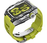 Watch Band Mod Kit,For Series 8 7 45mm Fluorine Rubber Strap With Carbon Fiber Titanium Case,Modified Metal Bezel and Fluororubber Strap,For Iwatch 6/5/4/SE