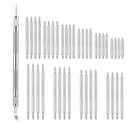 Watch Band Repair Tool Kit, 1PCS 5.31 Inch Stainless Steel Removal Tool with 40PCS Watch Pins Spring Bars (8mm-26mm), Strap Replacement Kit for Band Removal, Link Adjustment, Silver