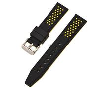 Watch Band Silicone Quick Release Strap Black Yellow Sport Diving Rubber Wristband 22mm