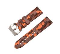 Watch Band Silicone Strap Orange Camouflage Sport Diving TPU Rubber Replacement 22mm