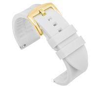 watch band Silicone Watch Band 18mm 20mm 22mm Rubber Bracelet Universal Quick Release Replacement Strap Sports Soft(White-gold buckle,18mm)