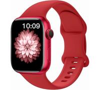 Watch Bands Compatible with Apple Watch Bands 40mm 41mm 38mm 45mm 44mm 42mm 46mm 49mm, Patented Soft Silicone Strap for iWatch Series 10/9/8/7/6/5/4/3 for Women Men, L-Red, 44mm/45mm/46mm/49mm/42mm