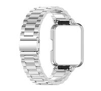 Watch Bands for Men，Stainless Steel Quickly Release Replacement Strap,Metal Band Case Compatible for Xiaomi Redmi Watch2 Lite International Version Metal Strap with Protective Case（Silver）