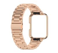 Watch Bands for Men，Stainless Steel Quickly Release Replacement Strap,Metal Band Case Compatible for Xiaomi Redmi Watch2 Lite International Version Metal Strap with Protective Case（Silver）, Rose Gold