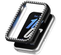 Watch Bands Watch Straps Screen Protector Case PC Diamond Inlaid Case for (Sam-sung) Galaxy Fit 3 SM-R390 Protective Case Frame Dustproof Watch Half Cover Case for (Sam-sung) Galaxy Fit 3