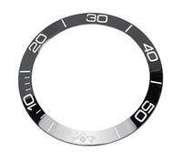Watch Bezel Insert, Stylish Scratch Resistant Watch Bezel Ring 38.6mm Transparent Dial for Home (Black Base White Digit Dotted Line)