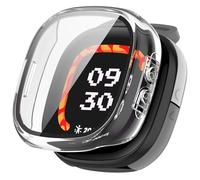 Watch Bezel Protective Cover For Fitbit Ace LTE Full-protection PC+Tempered Film Case Anti-scratch Shock-proof and Drop-resistant Ergonomic Comfortable Sleeve (Clear)